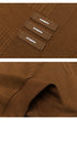 Close-up detail of brown textured sweatshirt showing three "AUTHENTIC" tabs and fabric texture