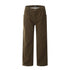 Brown wide-leg cargo pants with utility pockets and angular seams, full product view