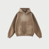 Taupe oversized hoodie with kangaroo pocket displayed against light gray background