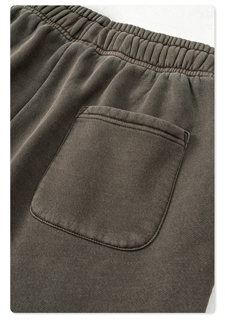 Men's Washed Fleece Distressed Sweatpants | Light Fleece Lined Straight Leg