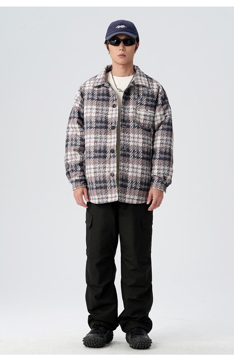 Plaid Down Puffer Shirt Jacket