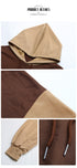 Hoodie hood interior, precise color transition between brown and beige panels