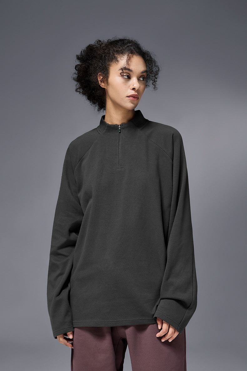 Men's Half Zip Long Sleeve T Shirt - Relaxed Fit Streetwear Top