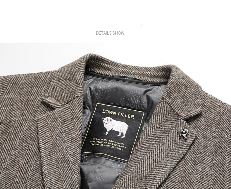 Blazer de lana con relleno de plumas para hombre | Chaqueta de negocios de invierno