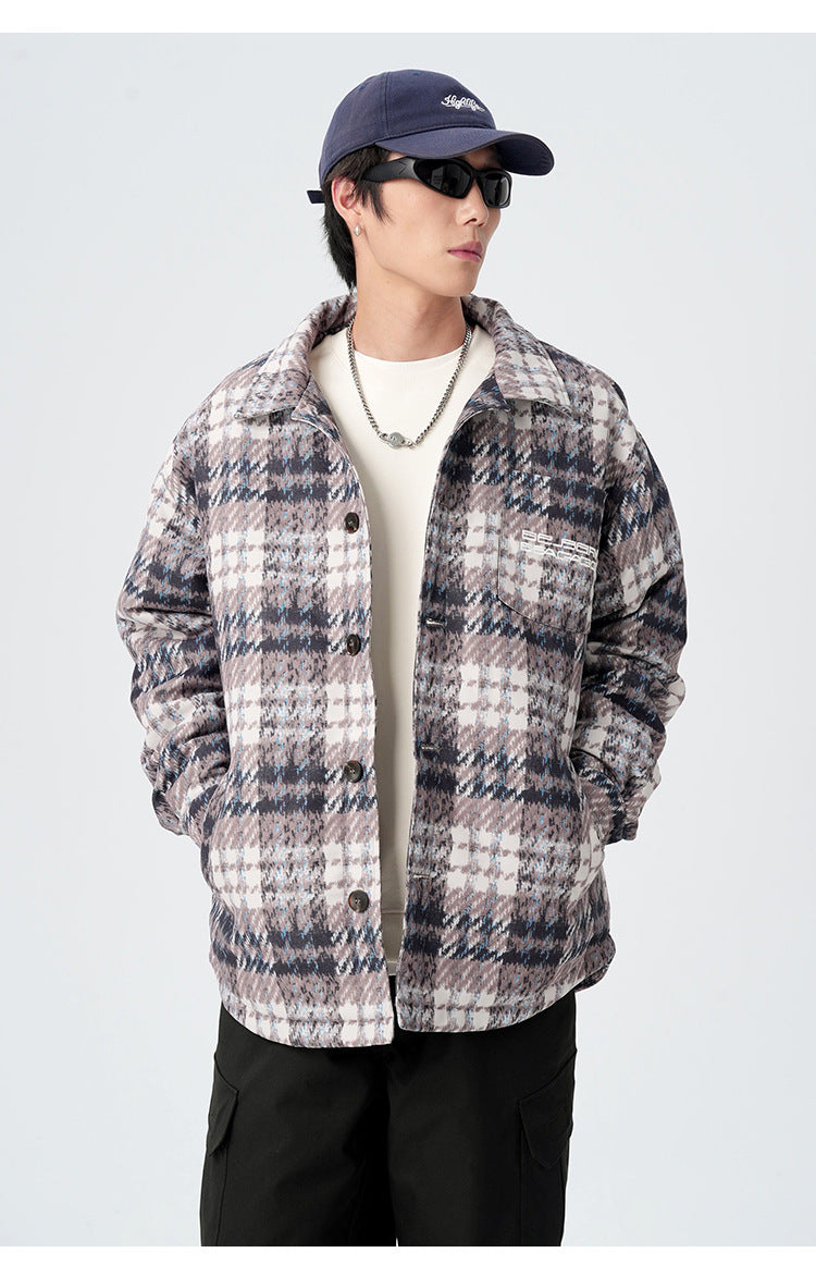 Plaid Down Puffer Shirt Jacket
