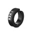 Black huggie earrings with silver FUCK text, edgy statement jewelry, stainless steel hinged hoops