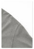 Detail of sleeve hem construction showing quality stitching on gray cotton t-shirt