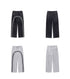 Product grid showing front and back views of track pants in black and gray colorways with side stripe details