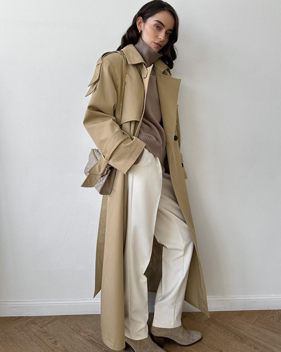 Classic British Double-Breasted Women's Trench Coat