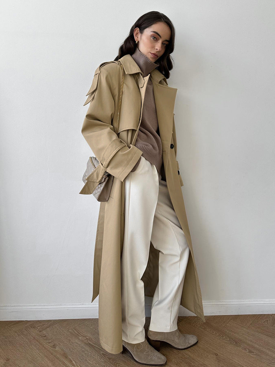 Classic British Double-Breasted Women's Trench Coat