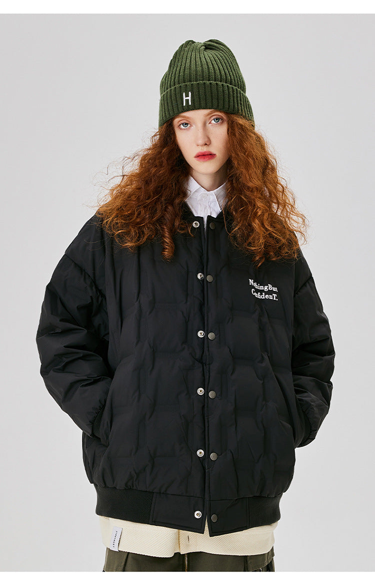 Chaqueta bomber acolchada de plumón estilo universitario
