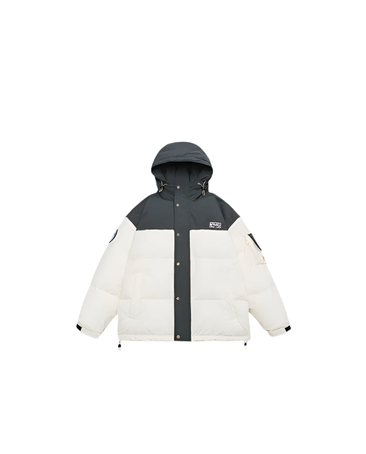 Mountain Logo Two-Tone Puffer Jacket