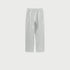 Light heather gray sweatpants with elastic waistband, drawstring and side pockets displayed on light gray background