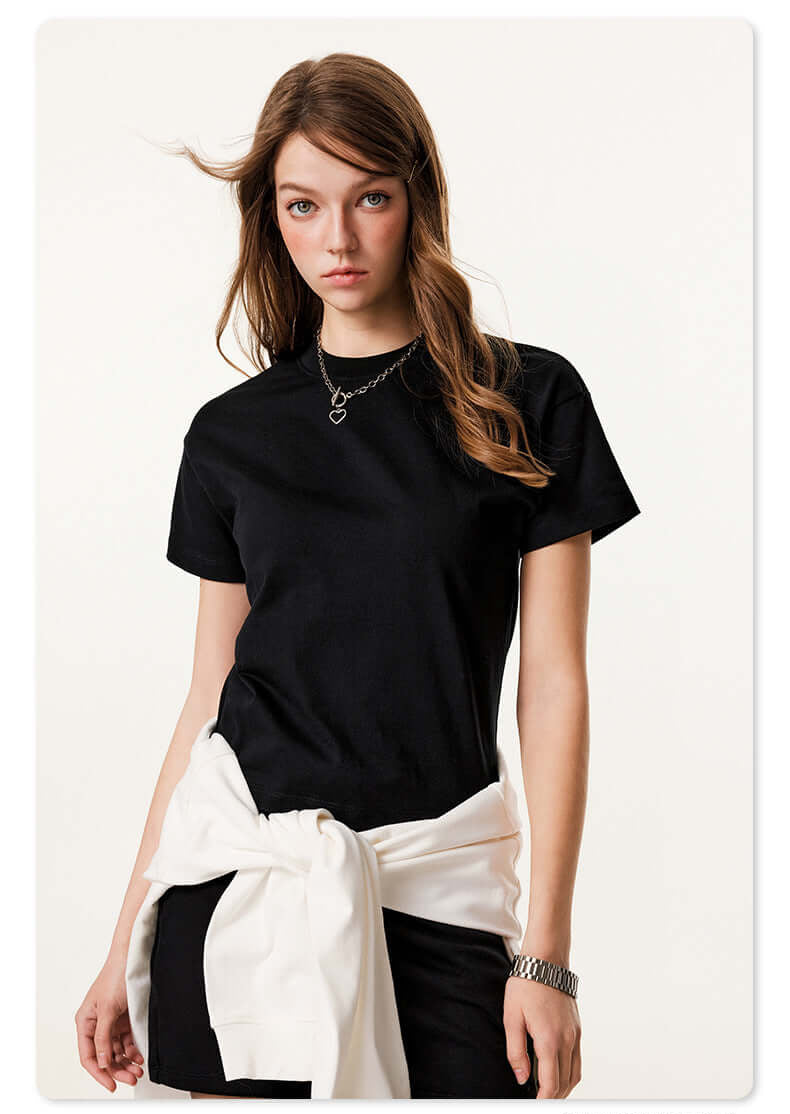 Black t-shirt with white wrap