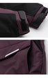 Close-up detail shots of All Drifting jacket showing velcro cuff adjusters and reflective pocket trim in plum and black colorway