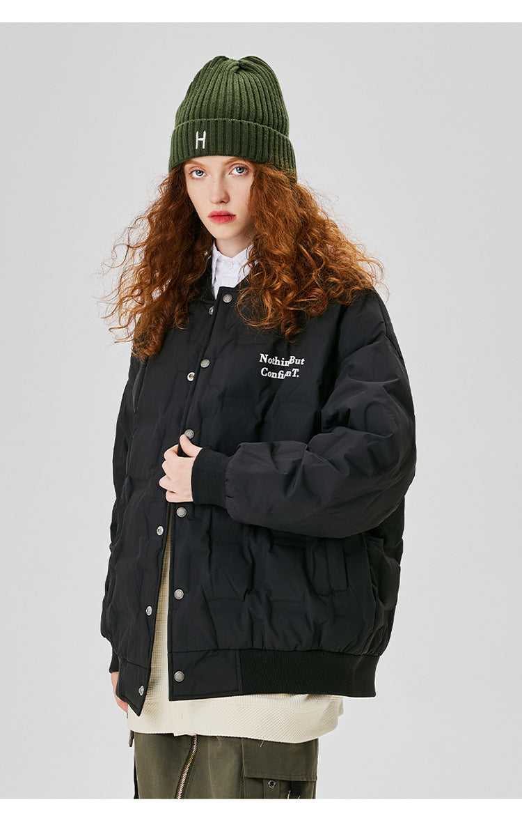 Chaqueta bomber acolchada de plumón estilo universitario