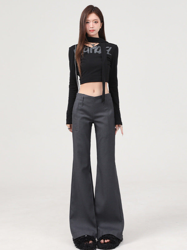 Flared Pants for Women | Y2K Low Waist Dress Trousers – ZINNTRA
