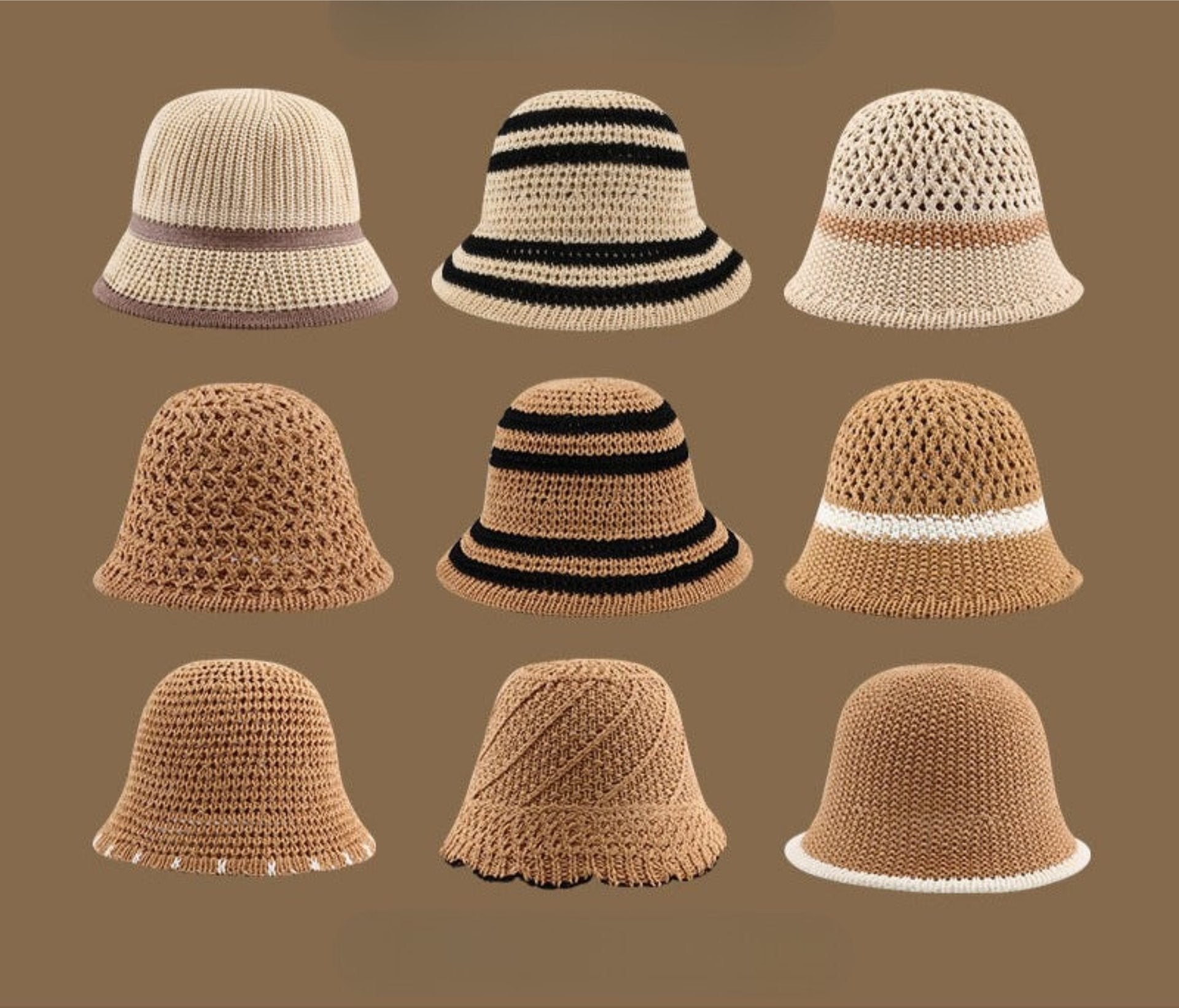 Crochet Straw Bucket Hat | Foldable Summer Sun Hat