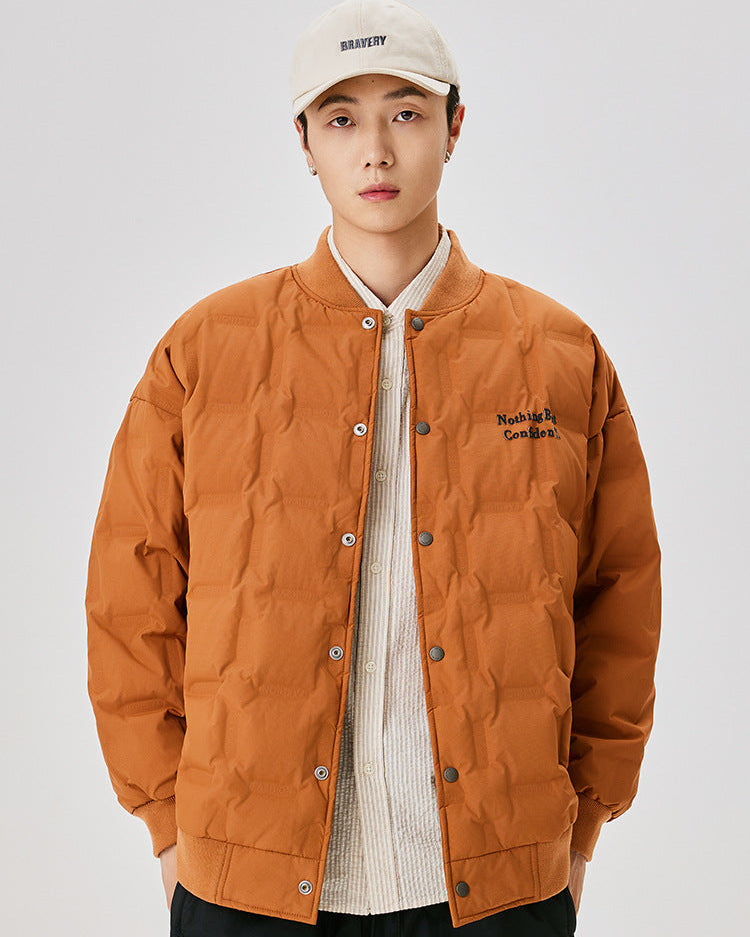 Chaqueta bomber acolchada de plumón estilo universitario