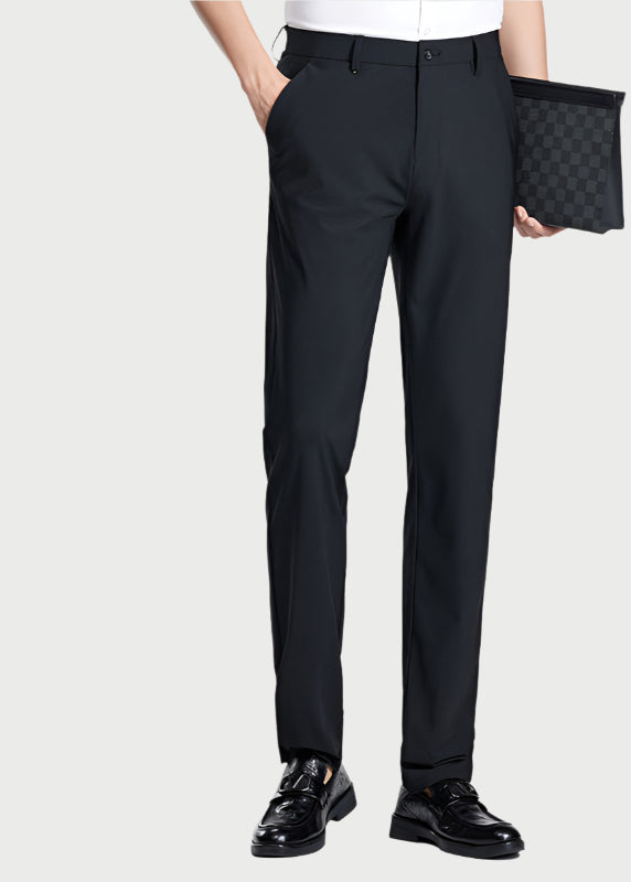 Men's Ice Silk 4-Way Stretch Pants | Lightweight Wrinkle-Free Business Casual Trousers
