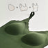 Close-up of a dark green bra with molded cups, designed for stability and support.