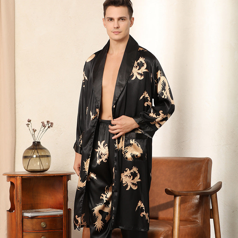 Men's Luxury Dragon Print Robe & Pants Set – ZINNTRA