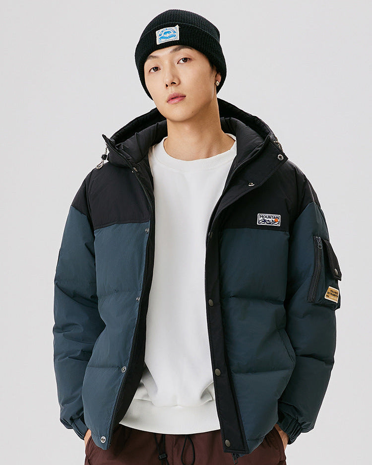 Mountain Logo Two-Tone Puffer Jacket