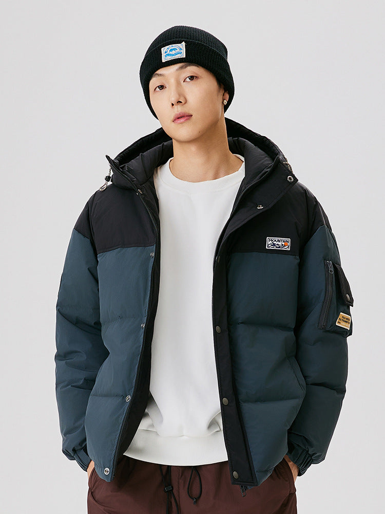 Mountain Logo Two-Tone Puffer Jacket