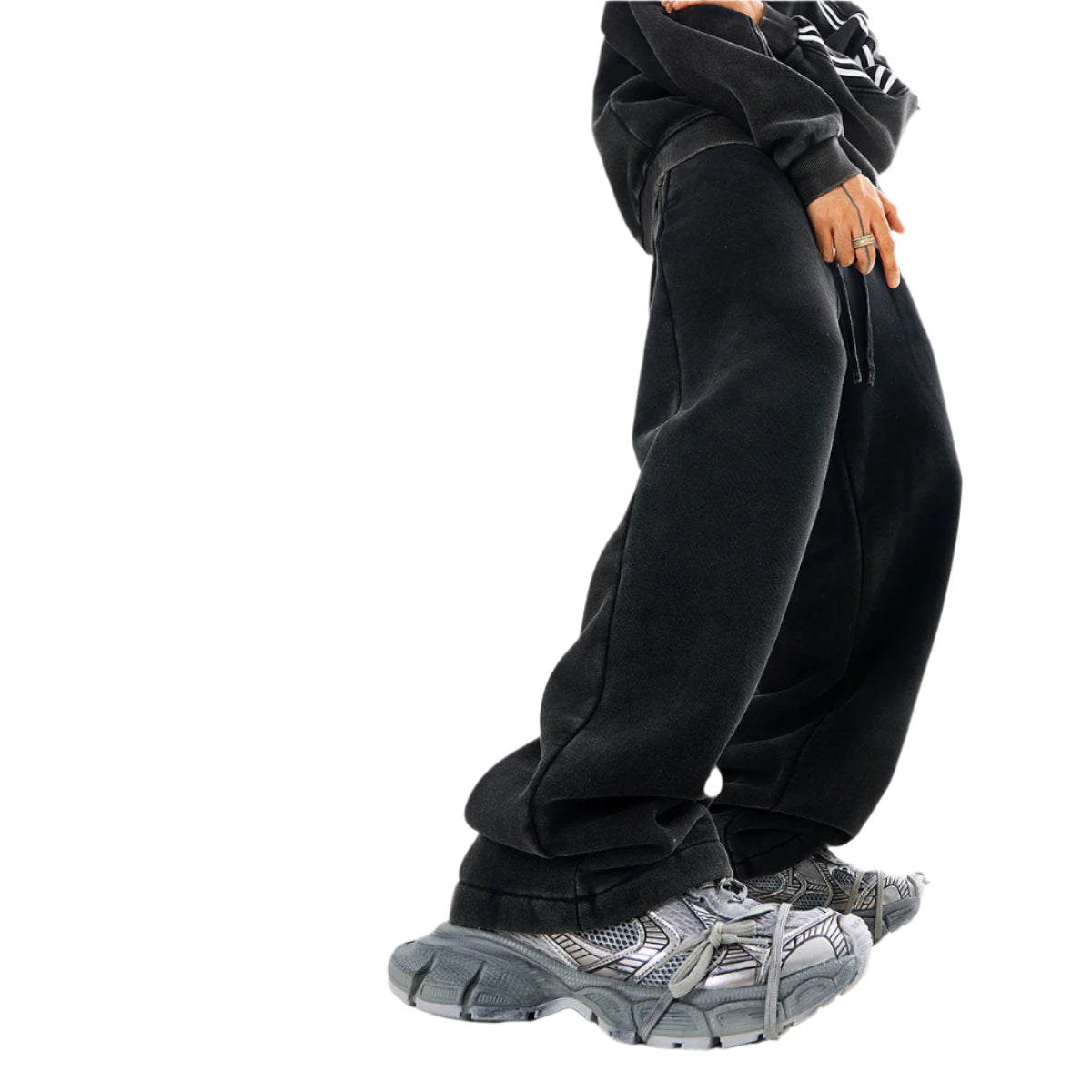 Men's Washed Fleece Distressed Sweatpants | Light Fleece Lined Straight Leg