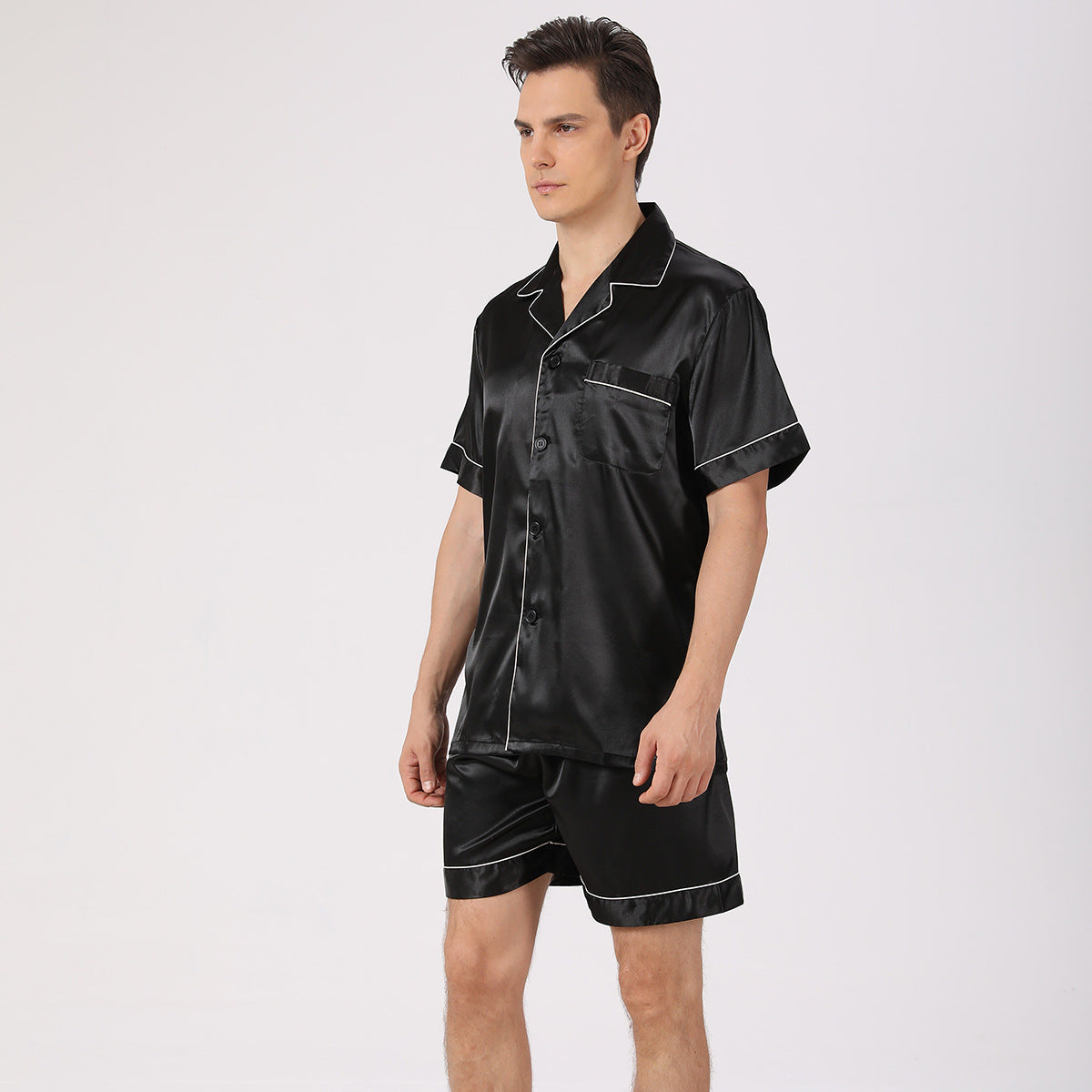 Men's Short Sleeve Silky Pajama Set