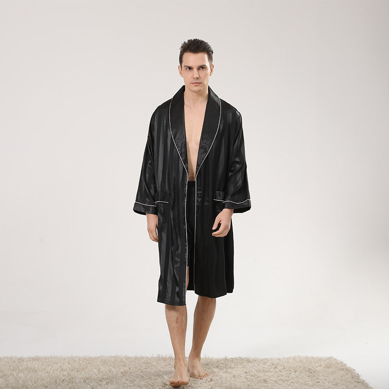 Men's Luxury Striped Long Hotel Robe – ZINNTRA