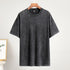 Gray t-shirt on a hanger against a white background