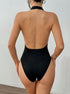 black open back halter romper summer slim fit