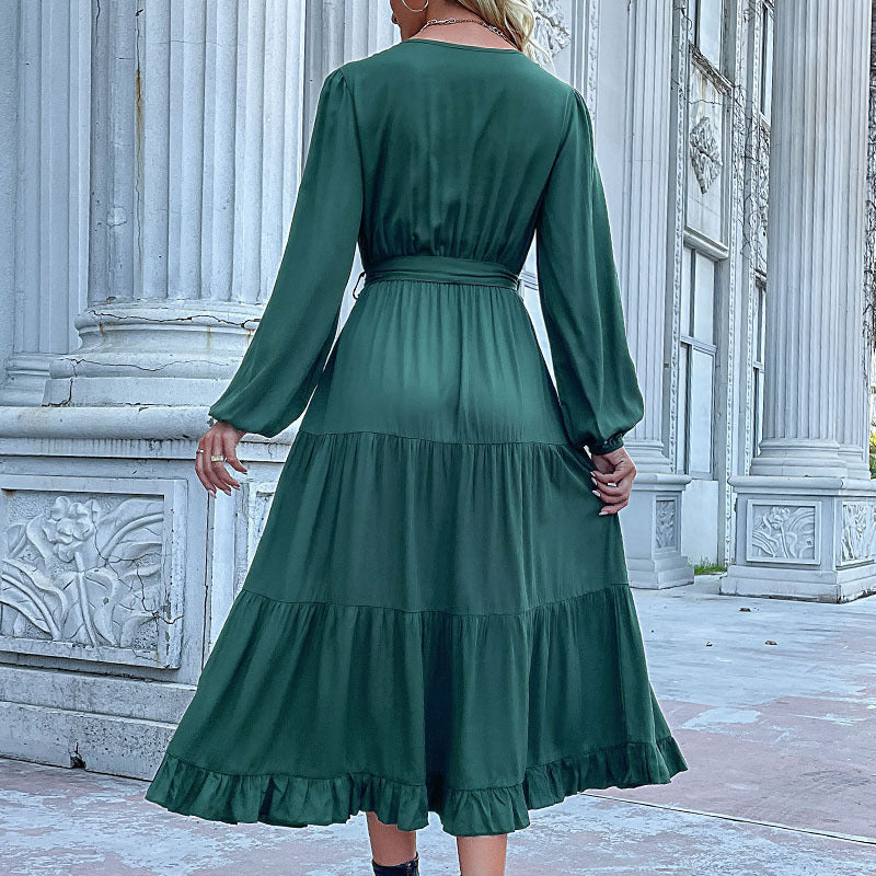 Elegant Long-Sleeve Solid Color Maxi Dress for Fall and Winter Versatile and Chic ZINNTRA Elegant Long-Sleeve Solid Color Maxi Dress for Fall and Winter Versatile and Chic ZINNTRA