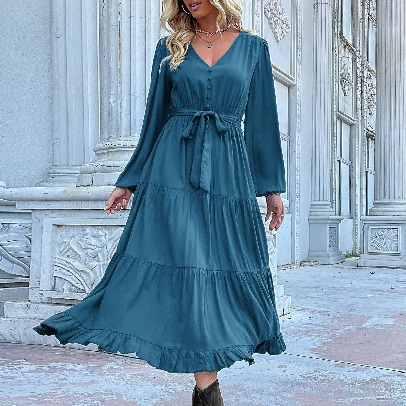 knee length dresses for ladies Black Maxi Dress, Tiered Cotton Maxi Dress, Puff Sleeve Maxi Dress, Classic Dress, Autumn Dress for Women,Maxi Elegant Dress, Black Kaftan, S / Dark main image 0