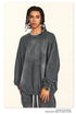 Dark grey oversized sweatshirt with chain accessory and gold watch, showing brushed cotton texture