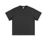 Charcoal gray crew neck t-shirt with short sleeves and relaxed fit, displayed against white background