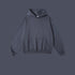 Charcoal gray hoodie with front pouch pocket on dark gray background