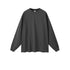 Charcoal gray oversized long sleeve sweatshirt with crew neck and ribbed cuffs on white background