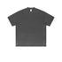 Charcoal gray oversized t-shirt with crew neck and drop shoulder design photographed flat against white background