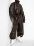 Brown PU leather pants with matching jacket outfit