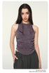Front view of grape purple tank showing gathered side detail