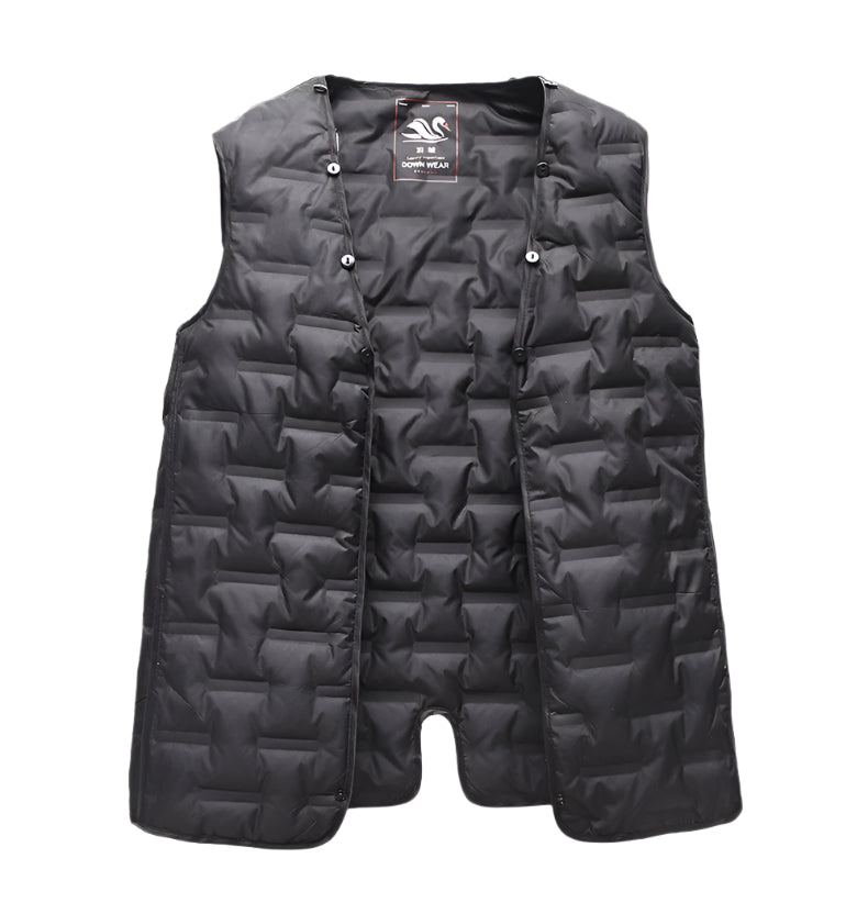 Black quilted down vest, detached from the coat