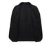 Interior view of black wool blazer showing clean lining and tailored construction with two visible buttons