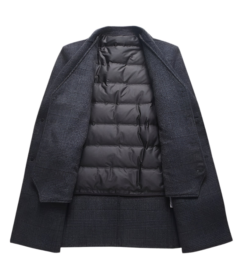 Abrigo de lana para hombre con forro de plumón desmontable | Colección Premium de invierno