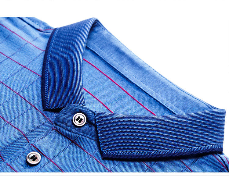 Men's Mulberry Silk Blend Summer Polo | Grid-Tech Pattern