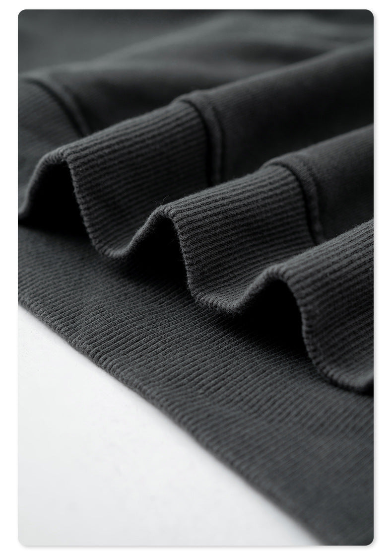 Macro shot of ribbed black sweatshirt cuff detail