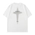 White oversized tee displayed flat against white backdrop. Features large cross graphic with "HEADSTRONG" text and "Today I don't feel like doing anything"