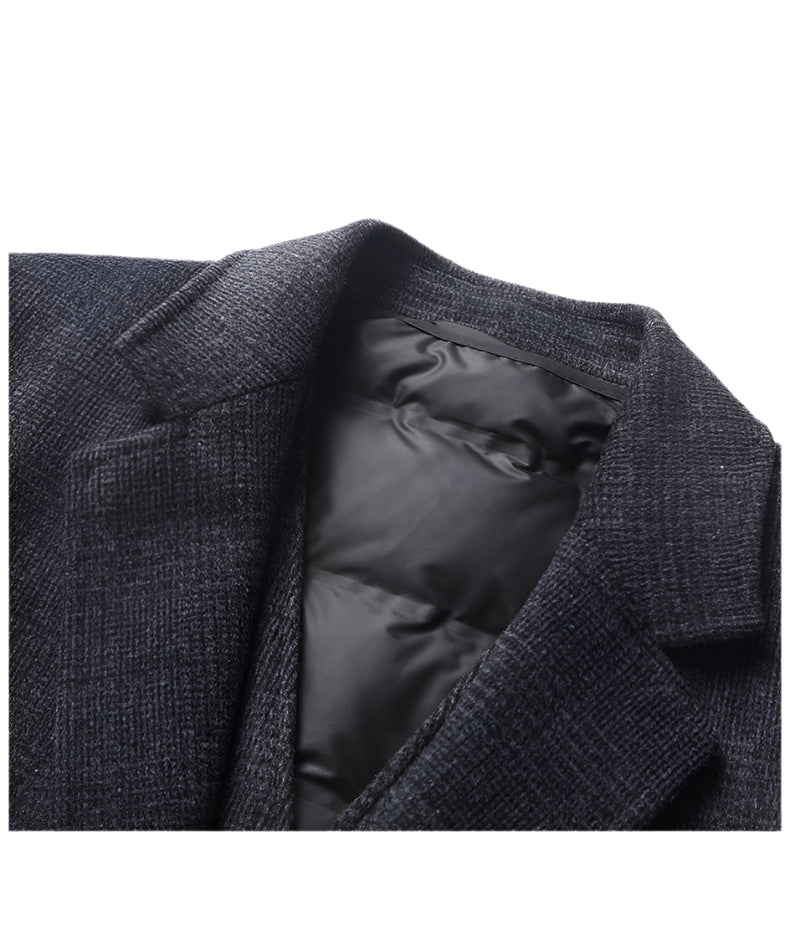 Abrigo de lana para hombre con forro de plumón desmontable | Colección Premium de invierno
