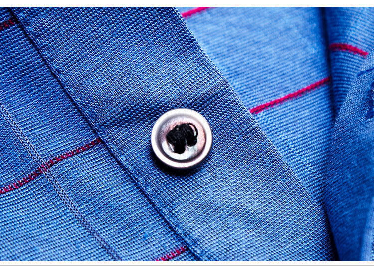 Men's Mulberry Silk Blend Summer Polo | Grid-Tech Pattern